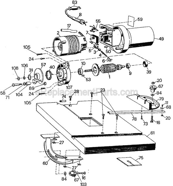 Page B Diagram and Parts List for 9411 Type 3 Black and Decker Band Saw